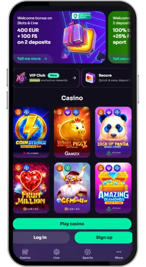 Licensierad svensk casinowebbplats med synlig Spelinspektionen-logotyp och uttagstid på 0–24 timmar angiven på startsidan