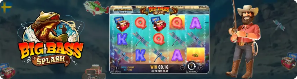 Big Bass Splash grundspel i horisontellt mobilformat