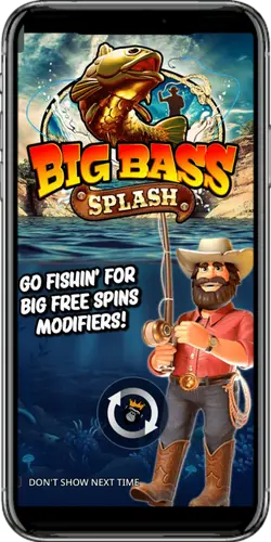 Big Bass Splash startskärm på mobil